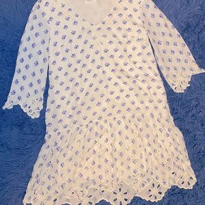 White and blue floral dress